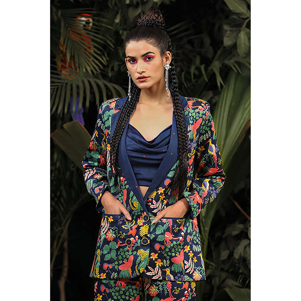 Baise Gaba Aftab Blue Floral Printed Coat