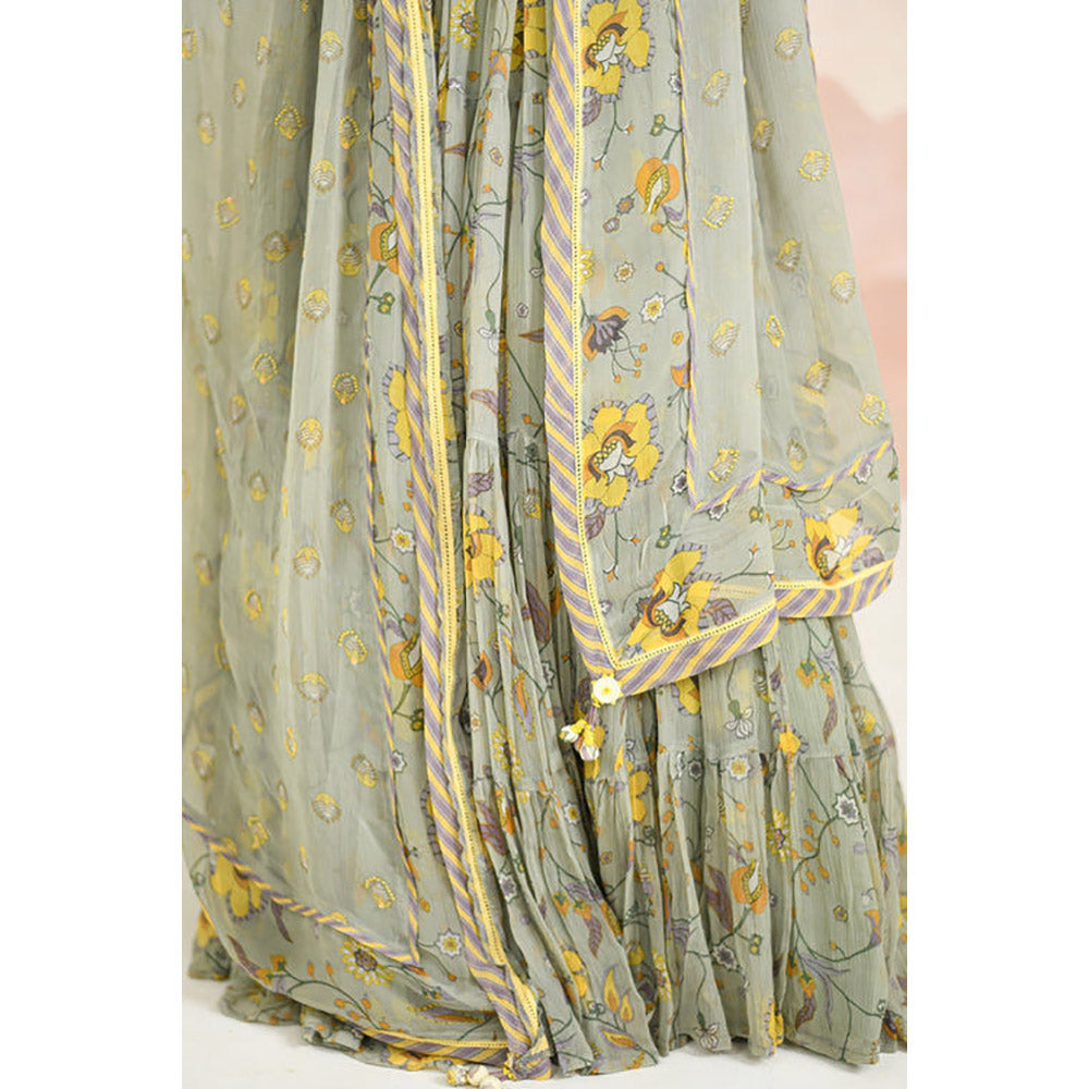 Baise Gaba Auralia Green Lehenga with Blouse and Dupatta