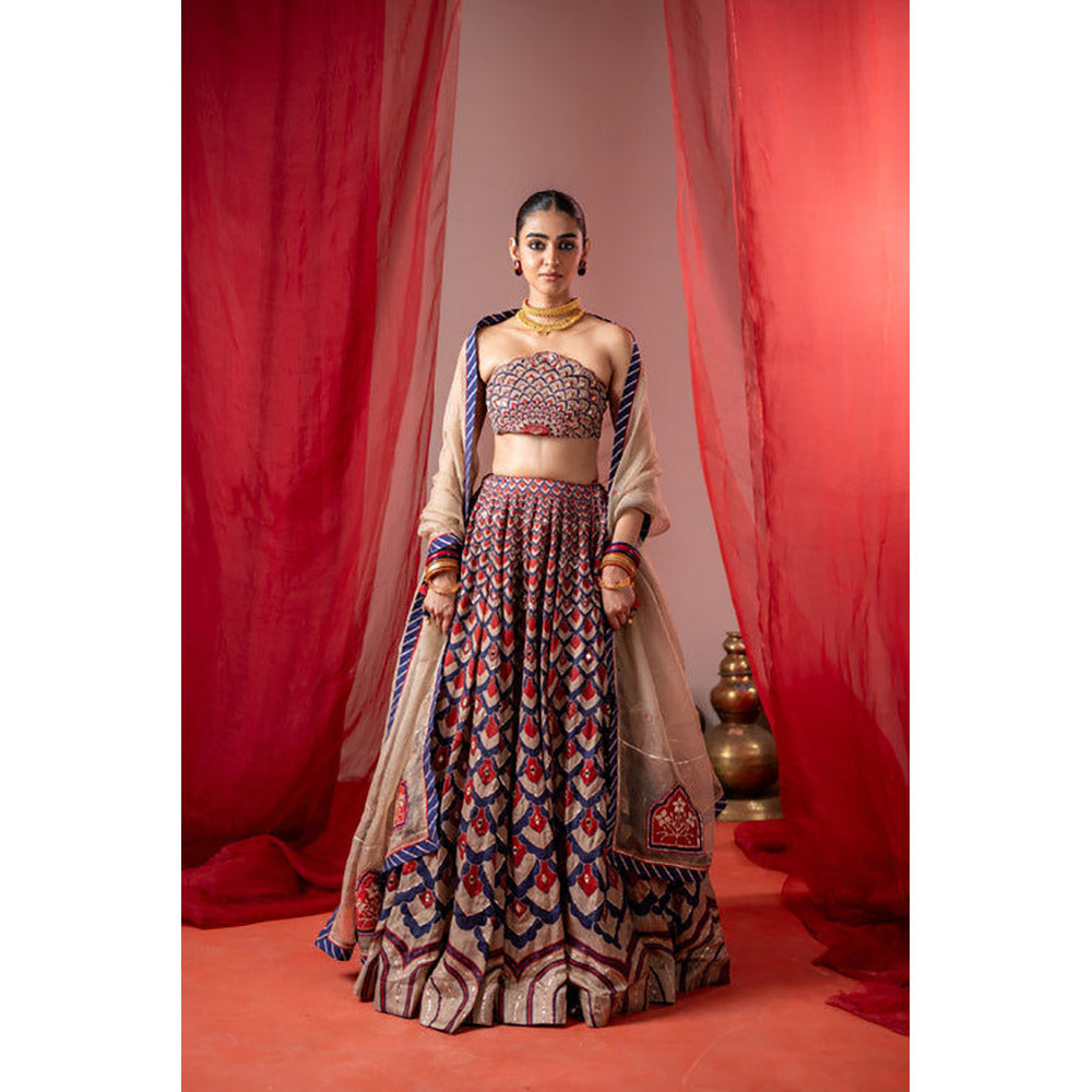 Baise Gaba Kalshi Multicolor Lehenga with Blouse and Dupatta