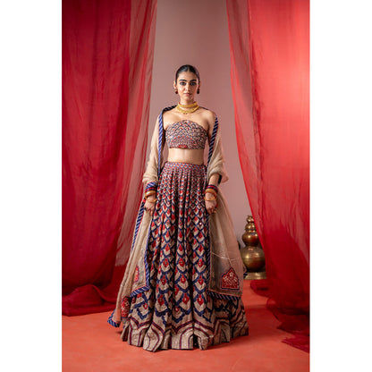 Baise Gaba Kalshi Multicolor Lehenga with Blouse and Dupatta