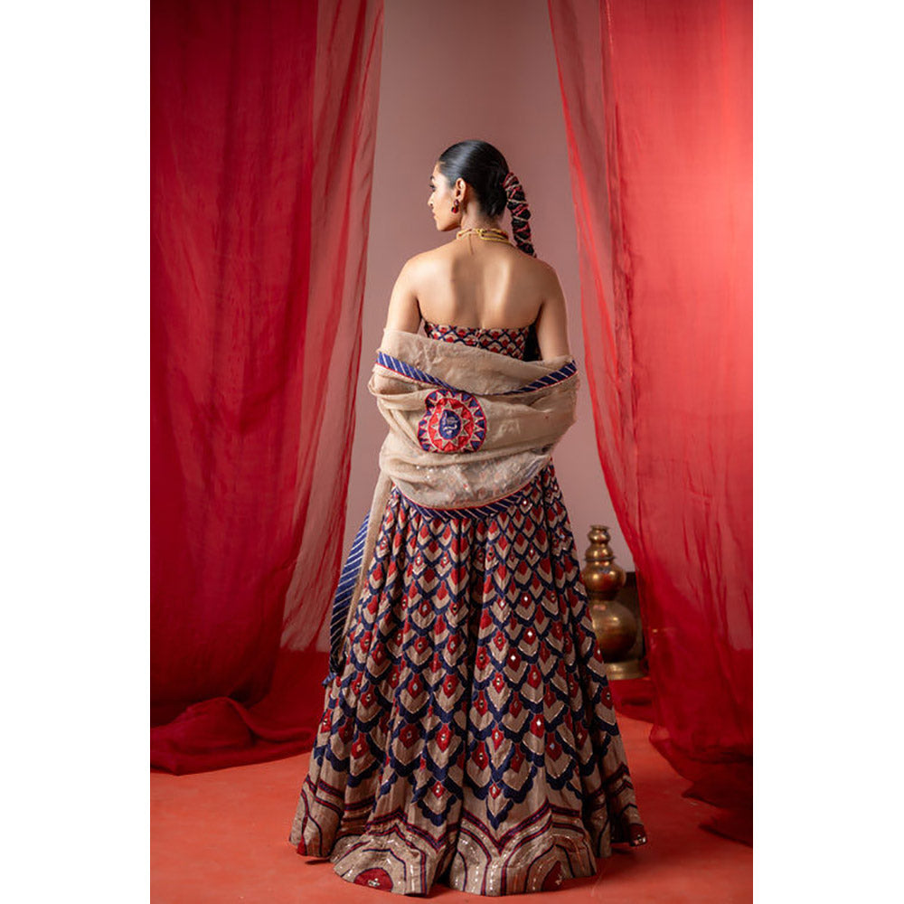 Baise Gaba Kalshi Multicolor Lehenga with Blouse and Dupatta