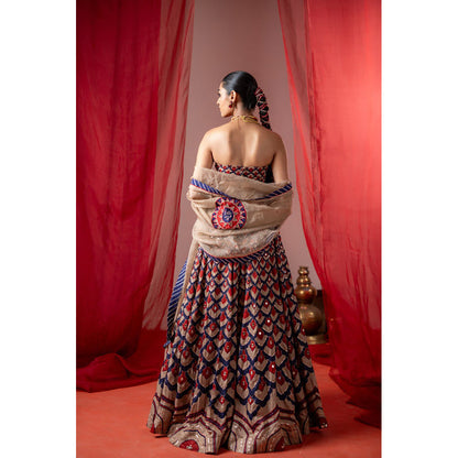 Baise Gaba Kalshi Multicolor Lehenga with Blouse and Dupatta