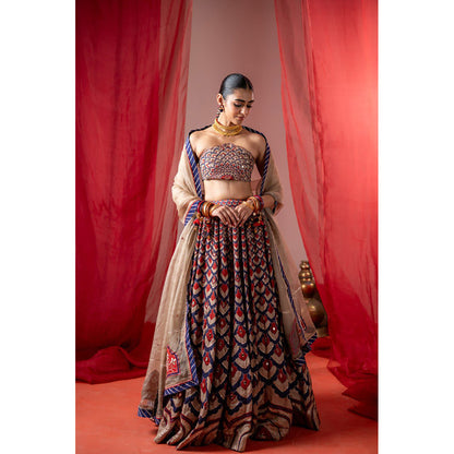 Baise Gaba Kalshi Multicolor Lehenga with Blouse and Dupatta