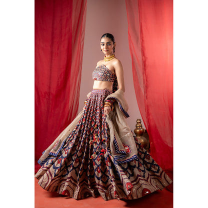 Baise Gaba Kalshi Multicolor Lehenga with Blouse and Dupatta