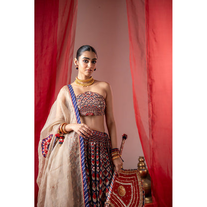 Baise Gaba Kalshi Multicolor Lehenga with Blouse and Dupatta