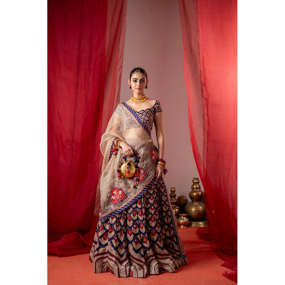 Baise Gaba Kalshi Multicolor Lehenga with Blouse and Dupatta