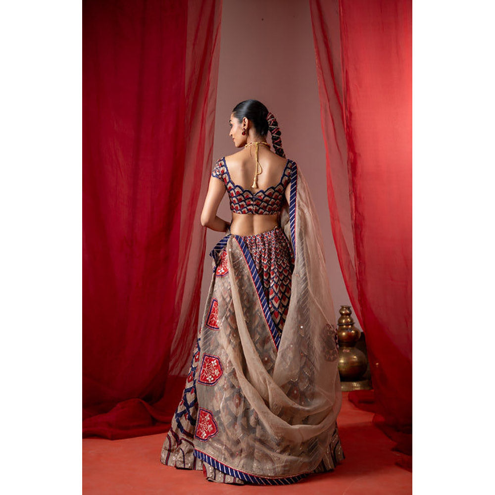Baise Gaba Kalshi Multicolor Lehenga with Blouse and Dupatta