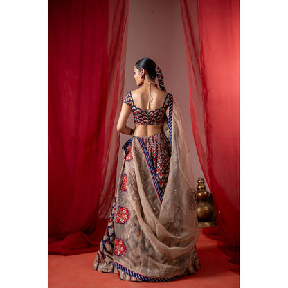 Baise Gaba Kalshi Multicolor Lehenga with Blouse and Dupatta