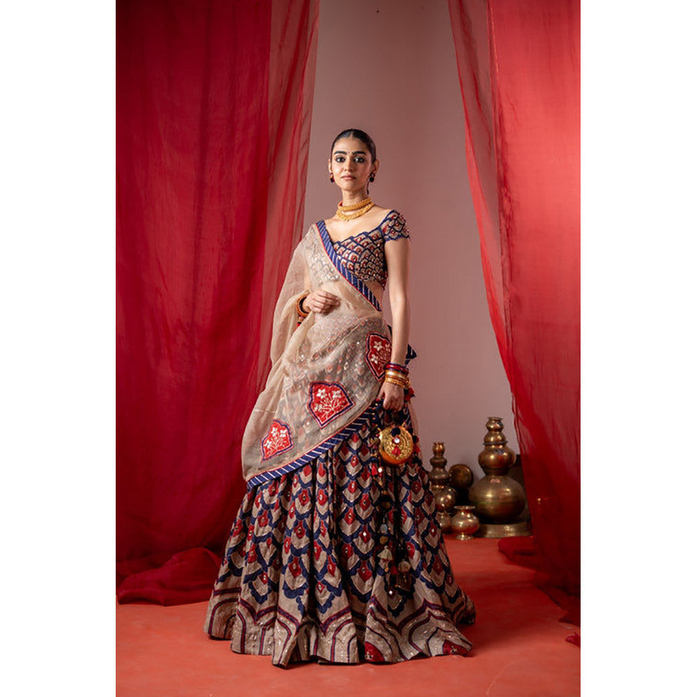 Baise Gaba Kalshi Multicolor Lehenga with Blouse and Dupatta