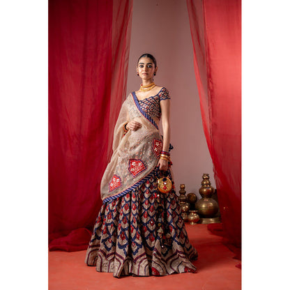 Baise Gaba Kalshi Multicolor Lehenga with Blouse and Dupatta