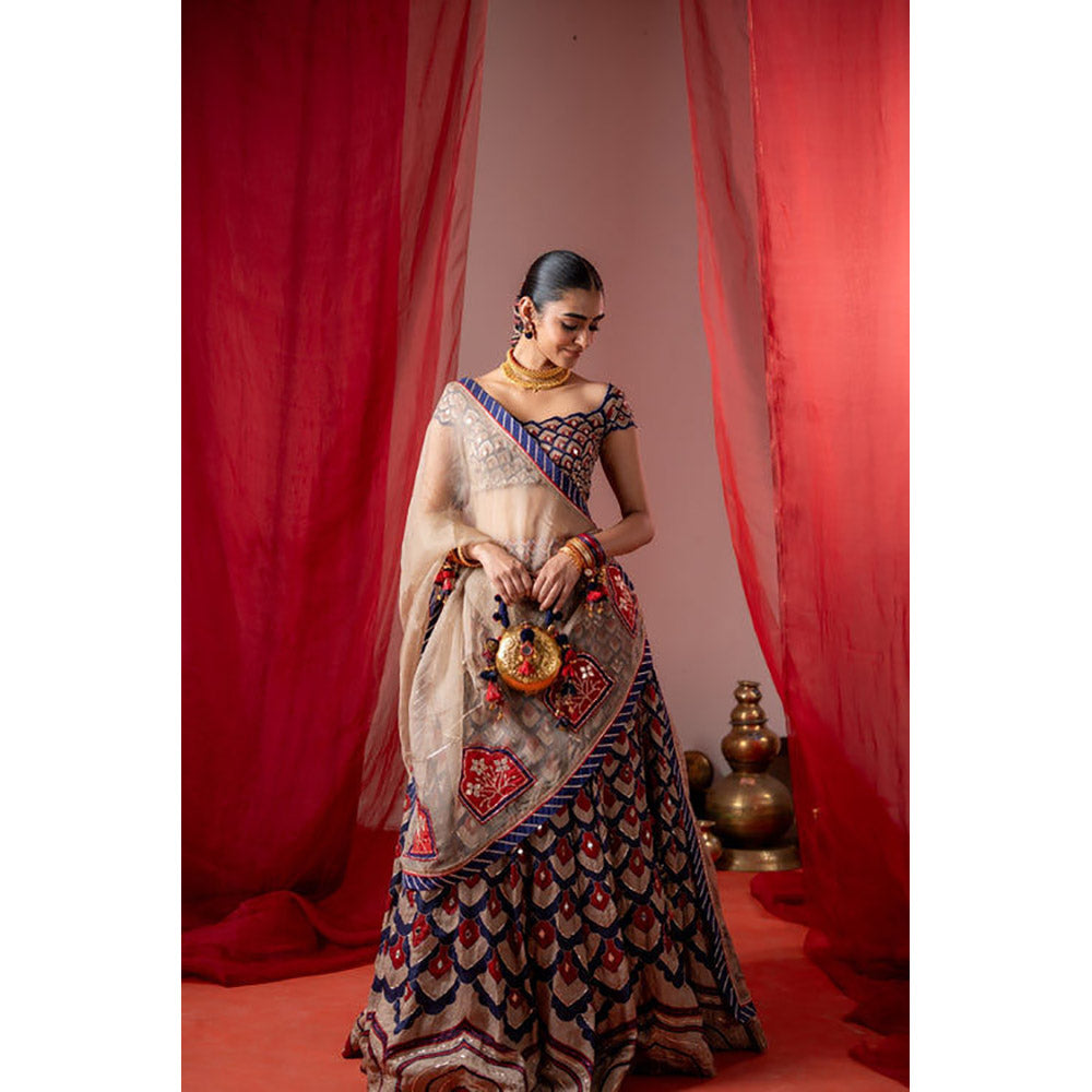 Baise Gaba Kalshi Multicolor Lehenga with Blouse and Dupatta