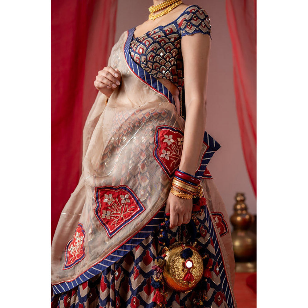 Baise Gaba Kalshi Multicolor Lehenga with Blouse and Dupatta