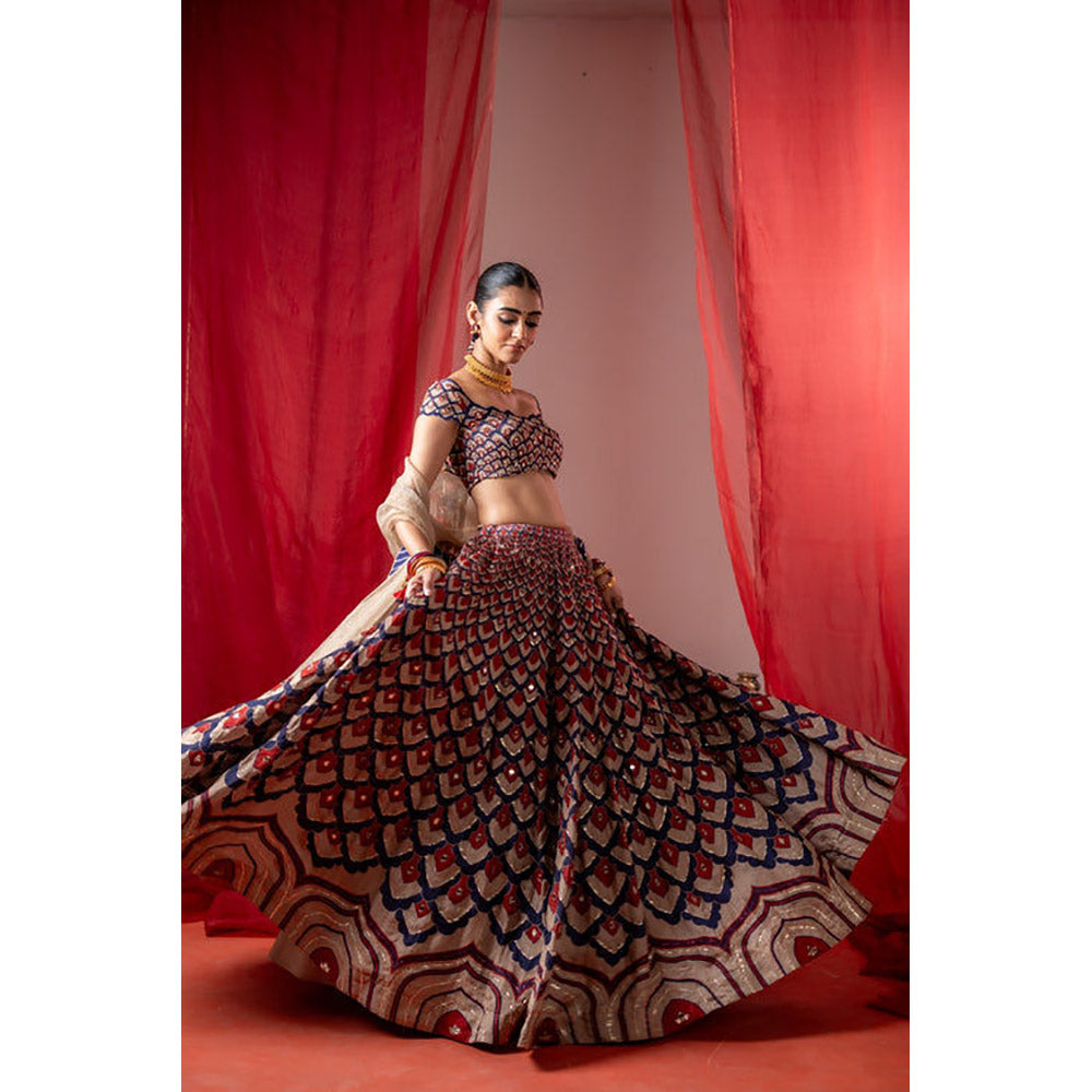 Baise Gaba Kalshi Multicolor Lehenga with Blouse and Dupatta