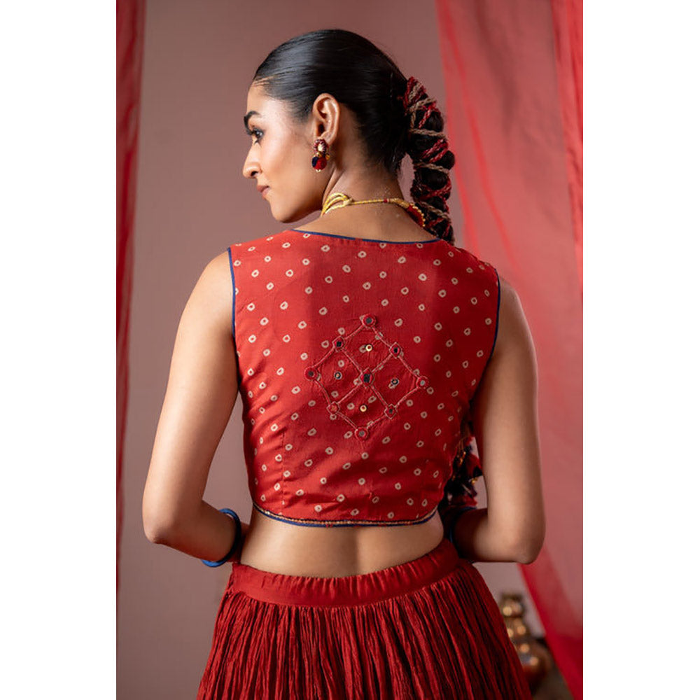 Baise Gaba Rasm Red Top and Skirt