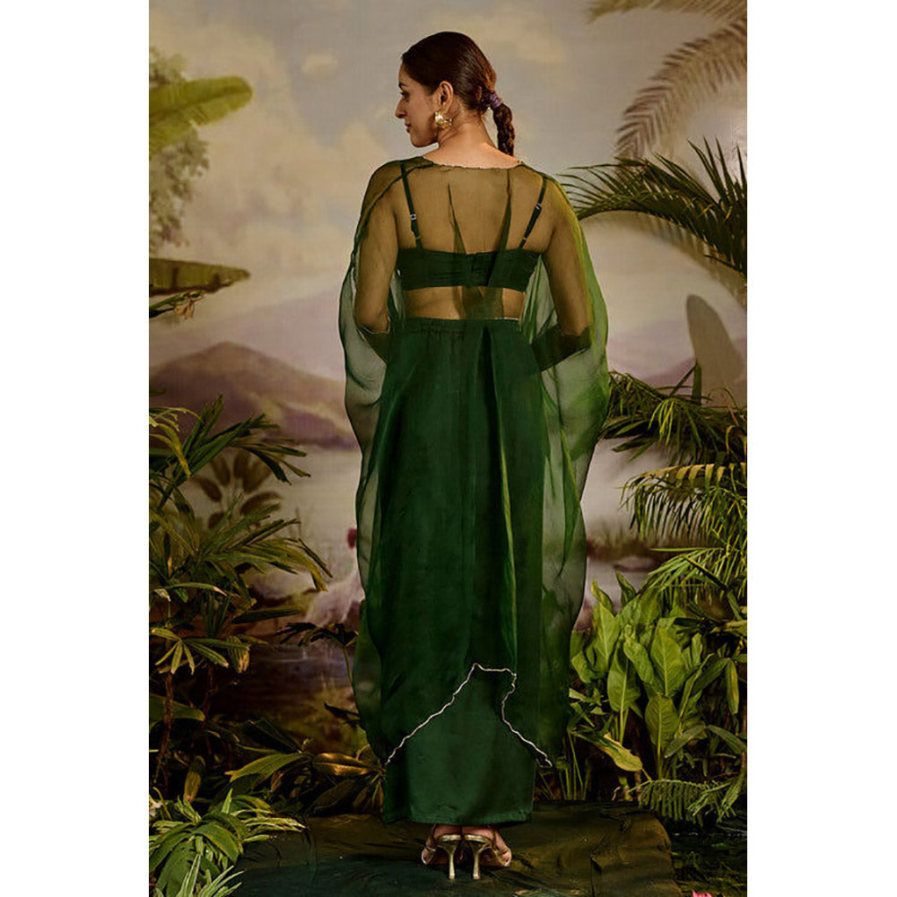 Baise Gaba Green Trishna Top with Skirt and Dupatta