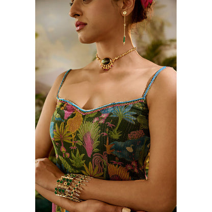 Baise Gaba Kauravi Gharara Green Top with Skirt
