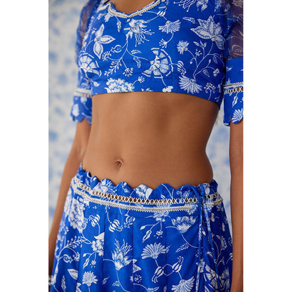 Baise Gaba Ihanna Blue Lehenga with Blouse and Dupatta
