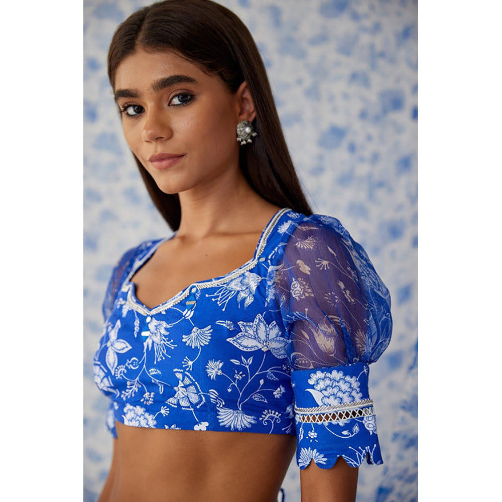 Baise Gaba Ihanna Blue Lehenga with Blouse and Dupatta