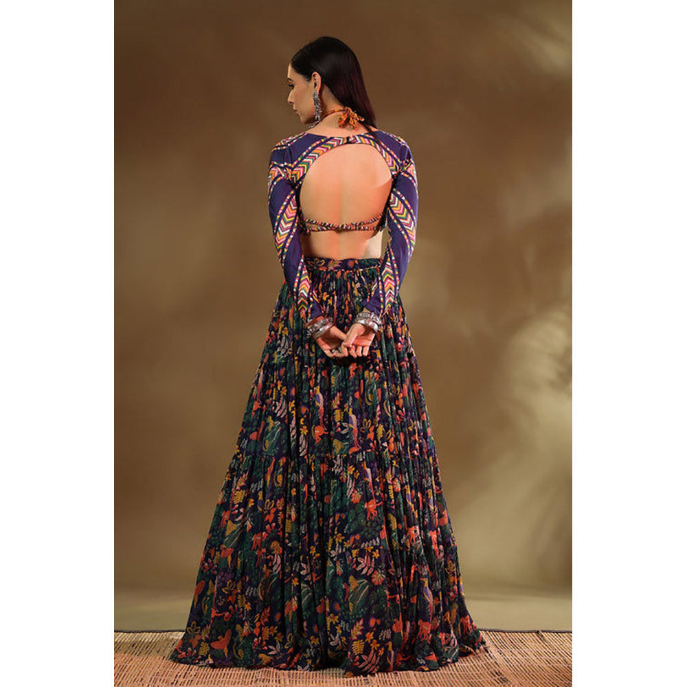 Baise Gaba Kudrat Blue Lehenga with Blouse and Dupatta