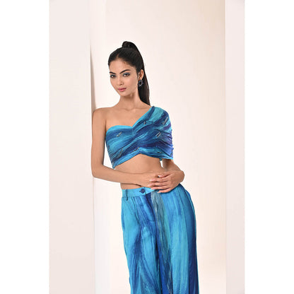 Bani Khurana Blue Printed Top with Palazzo (Set of 2)