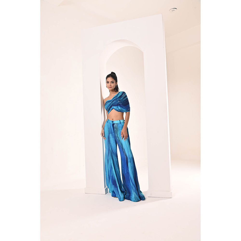 Bani Khurana Blue Printed Top with Palazzo (Set of 2)