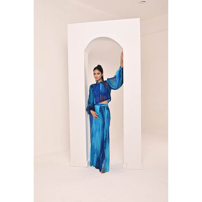 Bani Khurana Blue Printed Embroidered Co-Ord (Set of 2)