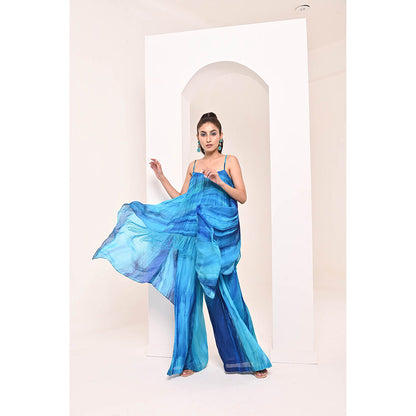 Bani Khurana Blue Printed Sleeveless Co-Ord (Set of 2)