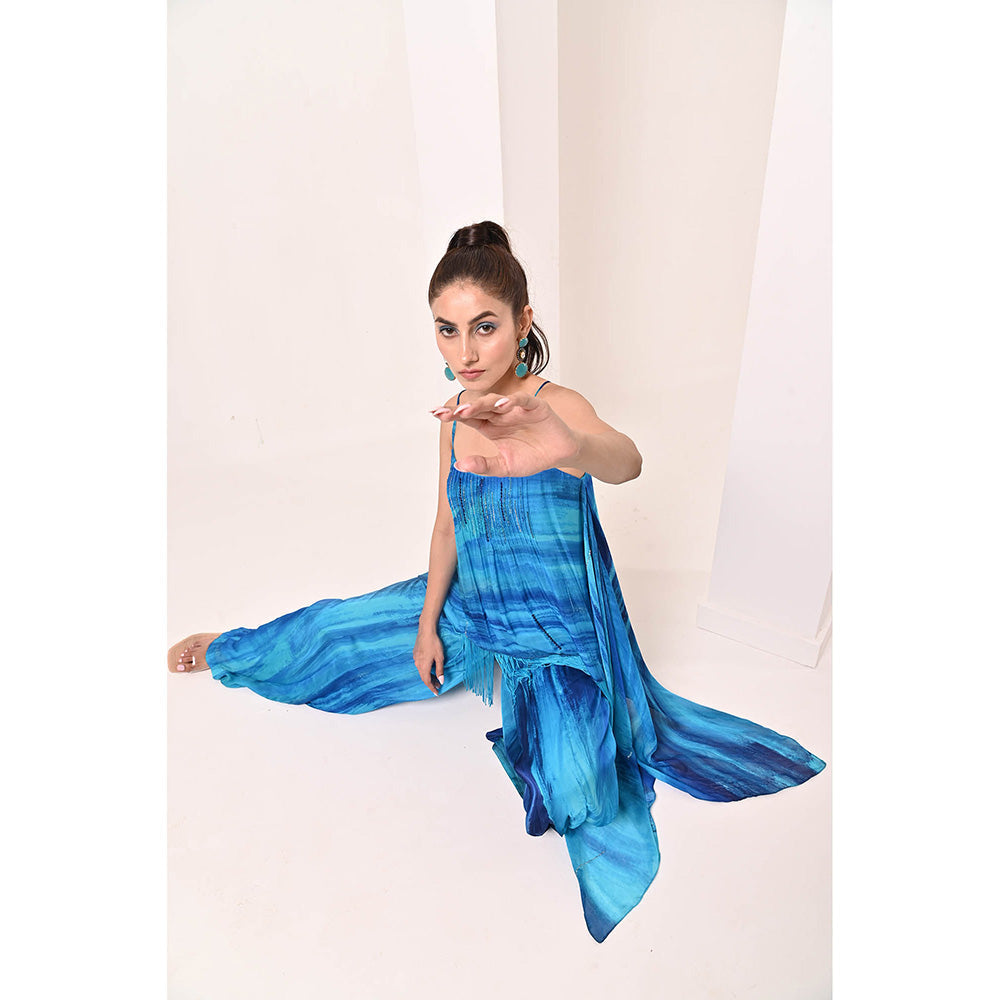 Bani Khurana Blue Printed Sleeveless Co-Ord (Set of 2)