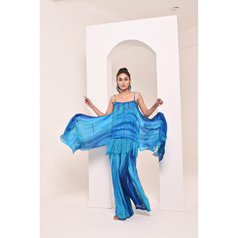 Bani Khurana Blue Printed Sleeveless Co-Ord (Set of 2)