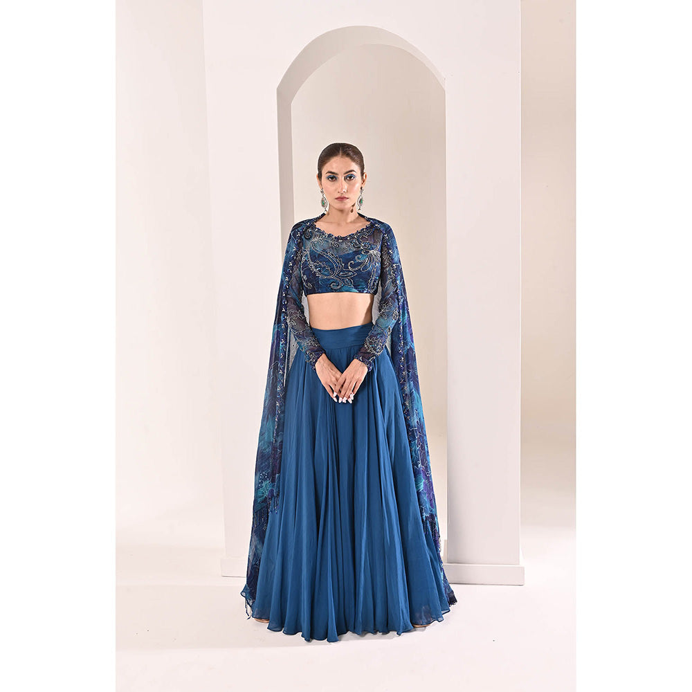 Bani Khurana Printed Embroidered Lehenga with Blouse and Dupatta (Set of 3)
