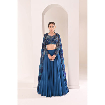 Bani Khurana Printed Embroidered Lehenga with Blouse and Dupatta (Set of 3)