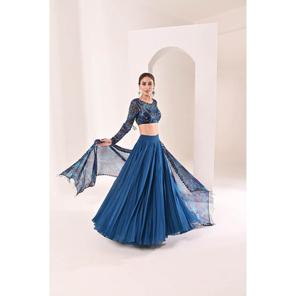 Bani Khurana Printed Embroidered Lehenga with Blouse and Dupatta (Set of 3)
