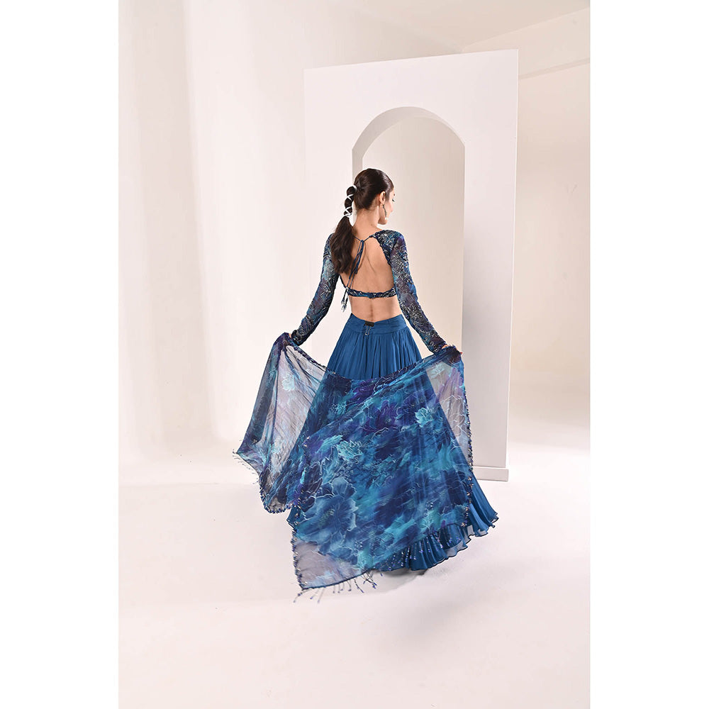 Bani Khurana Printed Embroidered Lehenga with Blouse and Dupatta (Set of 3)