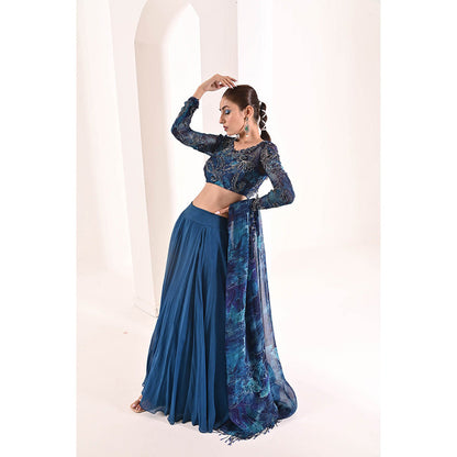 Bani Khurana Printed Embroidered Lehenga with Blouse and Dupatta (Set of 3)