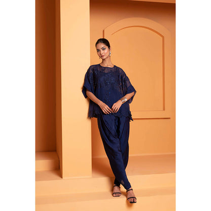 Bani Khurana Navy Blue Embellished Tunic with Dhoti and Inner (Set of 3)