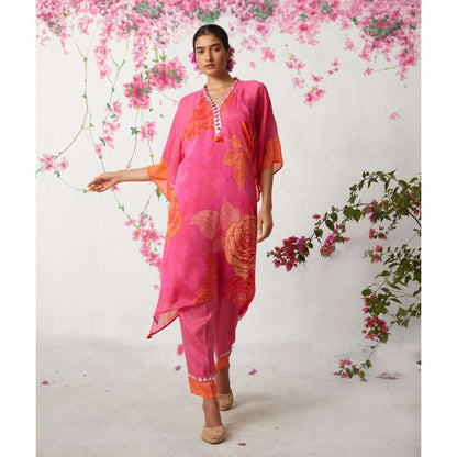 Basil Leaf Pink Kaftan with Pant and Inner (Set of 3)