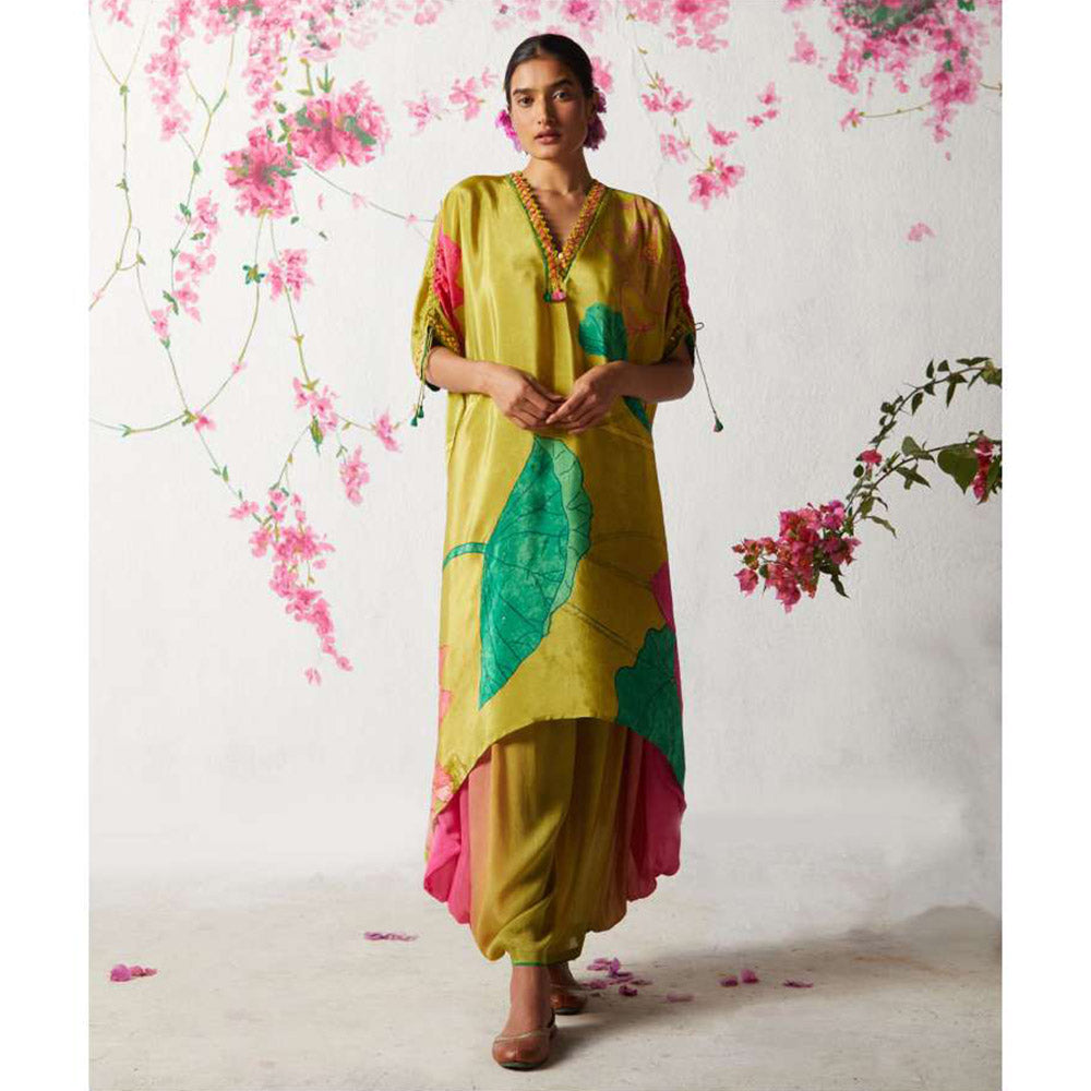 Basil Leaf Green Kurta with Dhoti Pant and Inner (Set of 3)