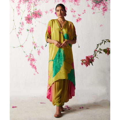 Basil Leaf Green Kurta with Dhoti Pant and Inner (Set of 3)