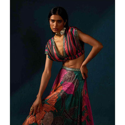 Basil Leaf Bottle Multi-Color Lehenga with Blouse and Dupatta (Set of 3)