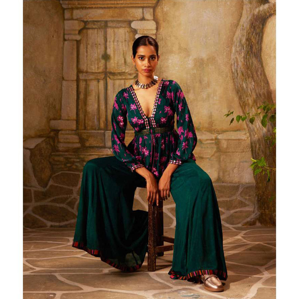 Basil Leaf Green Palazzo with Kurti (Set of 2)