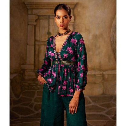 Basil Leaf Green Palazzo with Kurti (Set of 2)