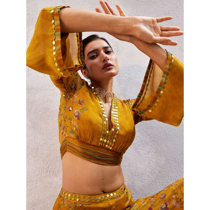 Basil Leaf Yellow Ethnic Co-Ord (Set of 2)