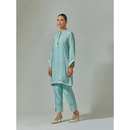 Basanti Kapde aur Koffee Aqua Printed Kurta and Pant (Set of 2)
