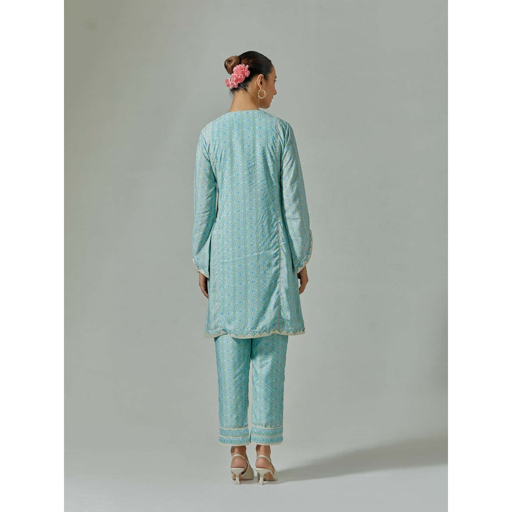 Basanti Kapde aur Koffee Aqua Printed Kurta and Pant (Set of 2)