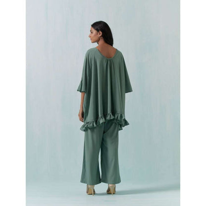 Basanti Kapde aur Koffee Green Moss Crepe Co-Ords (Set of 2)