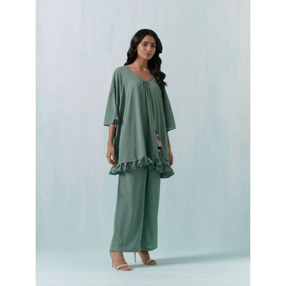 Basanti Kapde aur Koffee Green Moss Crepe Co-Ords (Set of 2)