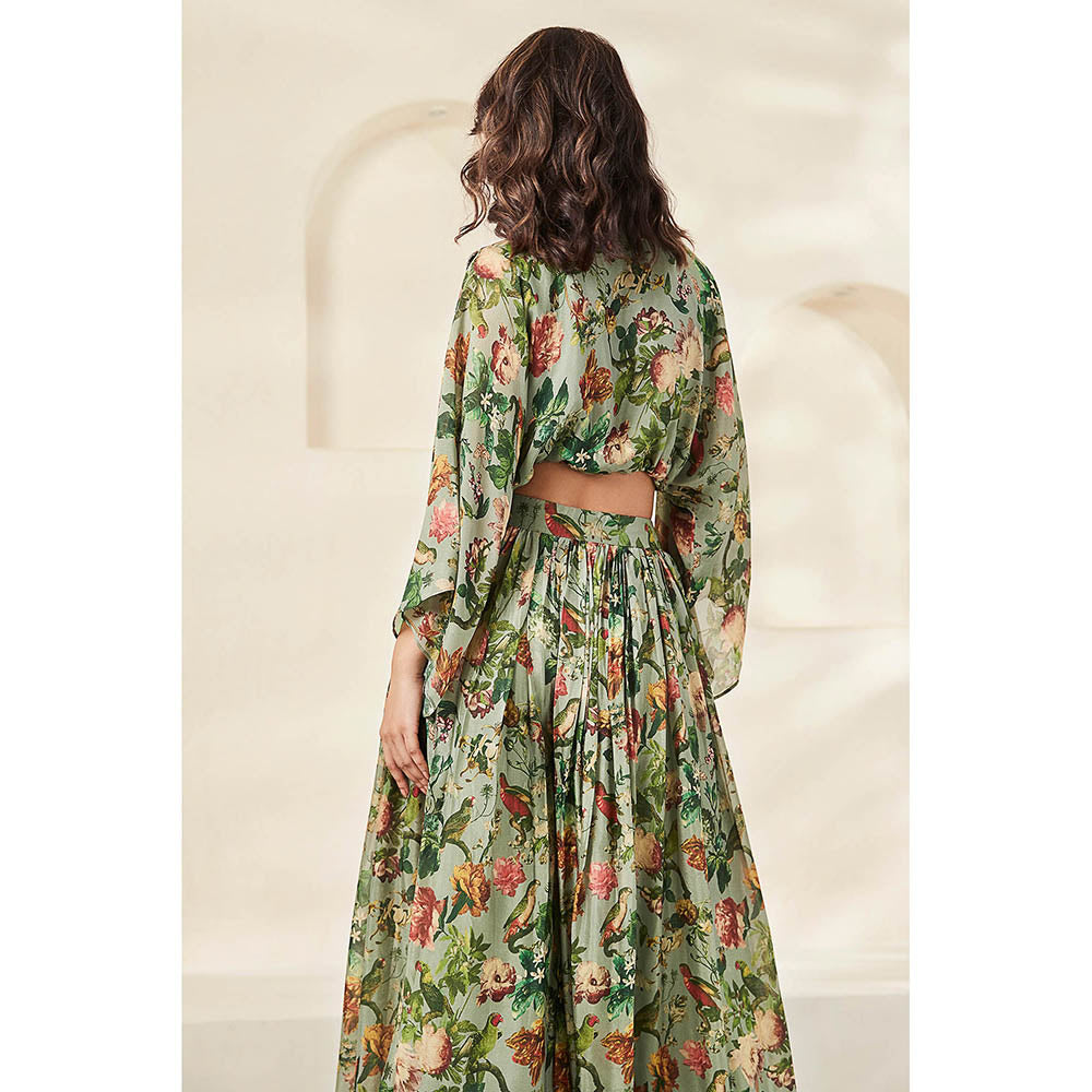 Basanti Kapde aur Koffee Green Contemporary Top with Sharara (Set of 2)