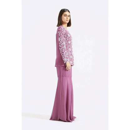 Basanti Kapde aur Koffee Purple Embroidered Co-Ord (Set of 2)