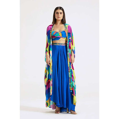 Basanti Kapde aur Koffee Multicoloured Top Skirt and Cape (Set of 3)