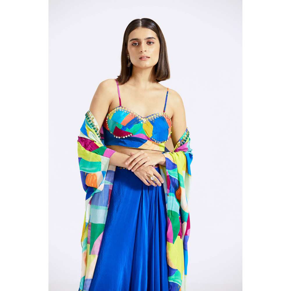 Basanti Kapde aur Koffee Multicoloured Top Skirt and Cape (Set of 3)
